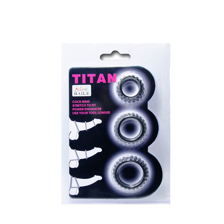 BAILE - TITAN SET 3STK COCKRING SCHWARZ 2.8 + 2.4 + 1.9 CM hochwertige Produktabbildung