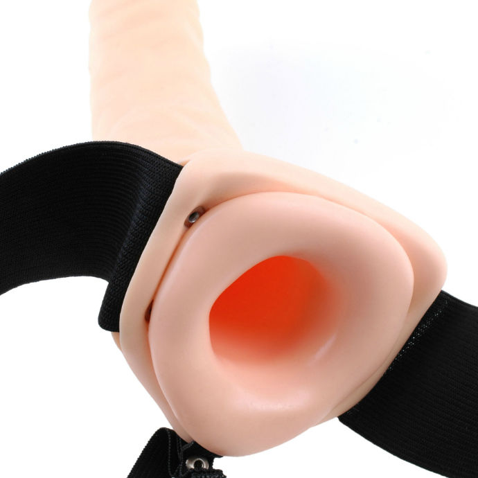 FETISH FANTASY SERIES - 19 CM VIBRIERENDER HOHL-STRAP-ON BRAUN für sinnliche und diskrete Momente