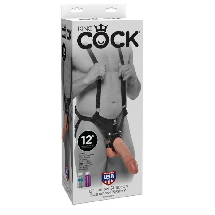 King Cock Hollow Strap-On 30,5 cm – verstellbares Harness, Phthalatfrei Produktansicht und Details