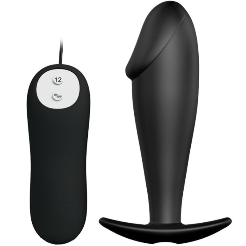 PRETTY LOVE - SILIKON ANAL PLUG PENIS FORM UND 12 VIBRATIONSMODI SCHWARZ Analplug diskret online kaufen