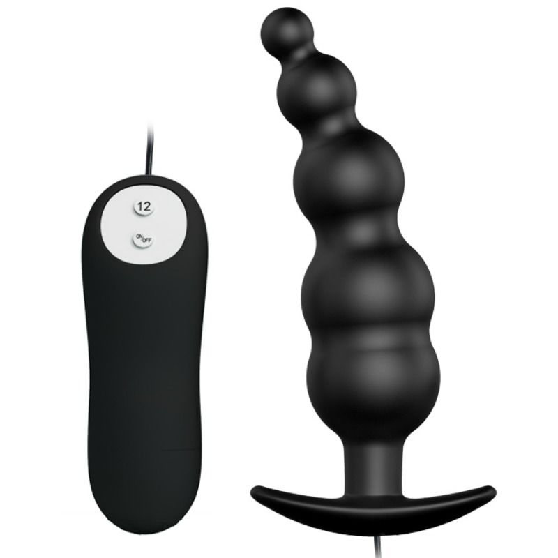 PRETTY LOVE - ANALPLUG AUS SILIKON EXTRA STIMULATION UND 12 VIBRATIONSMODI SCHWARZ Analplug diskret online kaufen