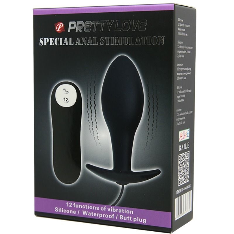 PRETTY LOVE - ANAL PLUG ANKERFORM SILIKON 12 VIBRATIONSMODI SCHWARZ bei Secret Pulse im Erotikshop