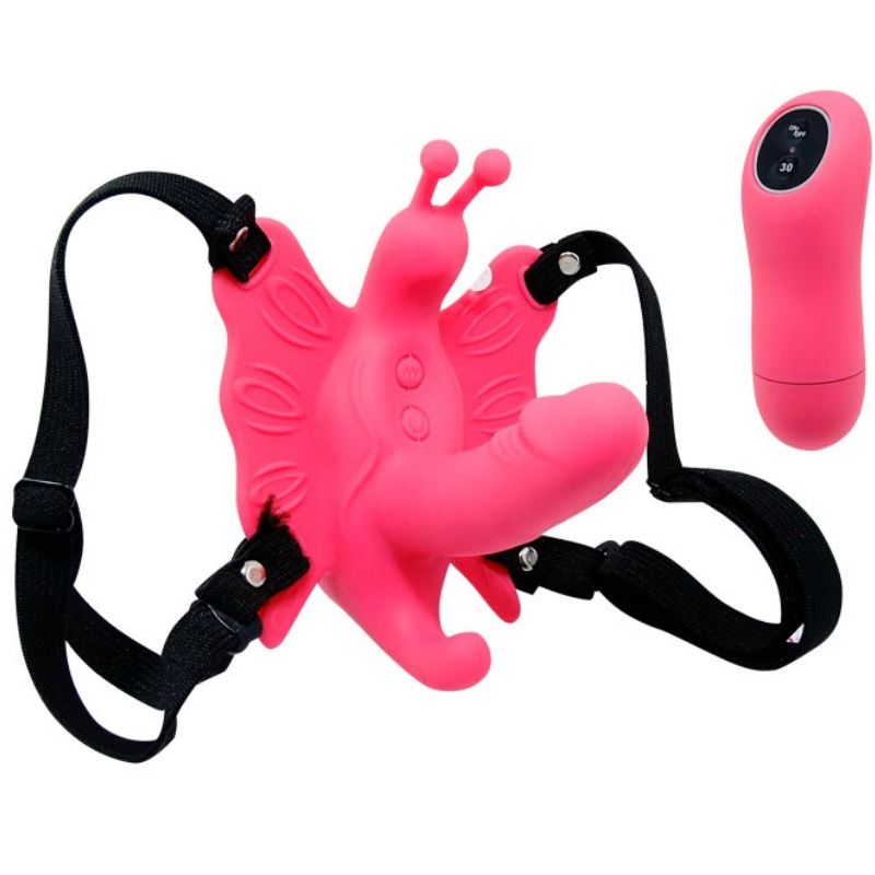 Baile Schmetterlingsgeschirr mit Mini-Dildo – 30 Vibrationsmodi, elastische Gurte