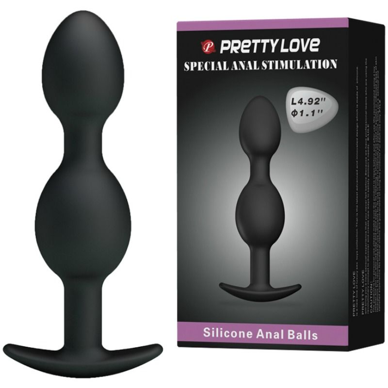 PRETTY LOVE - SILIKON ANALKUGELN 12.5 CM SCHWARZ Produktansicht und Details