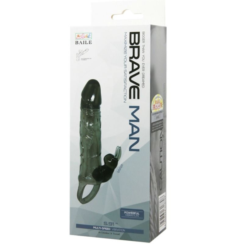 BAILE - BRAVE MAN PENISABDECKUNG MIT KANINCHEN SCHWARZ 16.5 CM – Erotik-Zubehör Bild 9