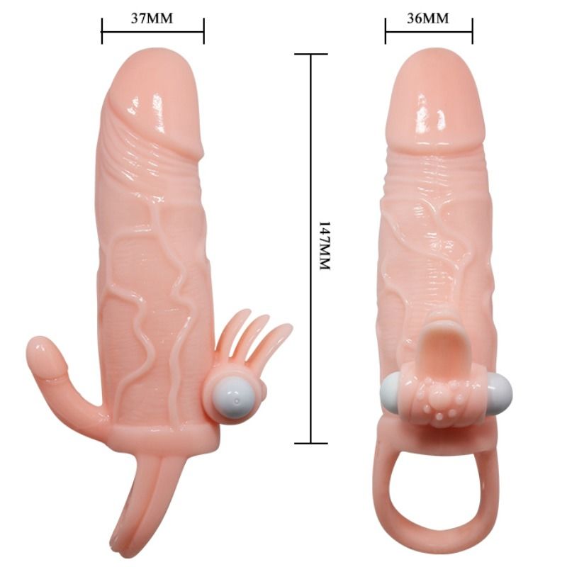 BAILE - BRAVE MAN PENISHÜLLE MIT KLITORIS UND ANALSTIMULATION FLEISCH 16.5 CM für sinnliche und diskrete Momente