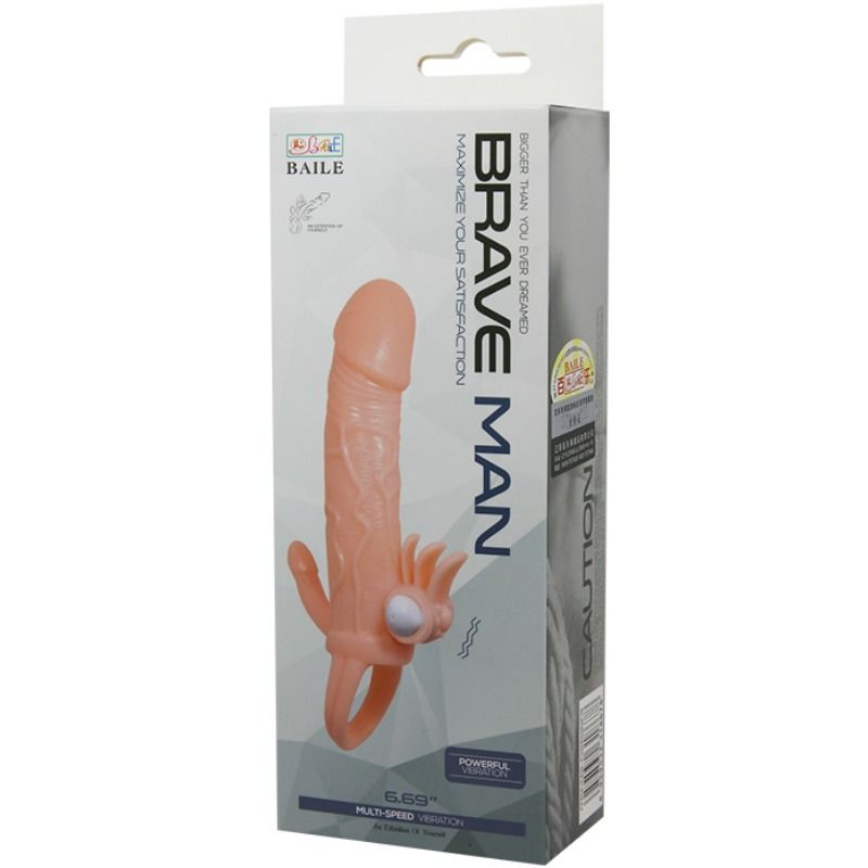BAILE - BRAVE MAN PENISHÜLLE MIT KLITORIS UND ANALSTIMULATION FLEISCH 16.5 CM hochwertiges Intimtoy