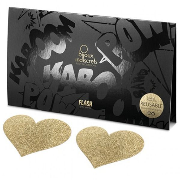 BIJOUX - INDISCRETS FLASH GOLDEN HEART NIPPELABDECKUNGEN – Brust-Accessoire Bild 4