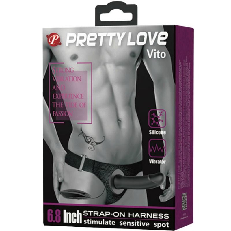 PRETTY LOVE - VITO STRAP-ON MIT HOHLDILDO UND VIBRATION 17.3 CM Produktansicht und Details