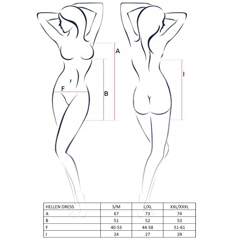 PASSION - WOMAN HELLEN KLEID UND TANGA GRÖSSE L/XL Detailansicht bei Secret Pulse