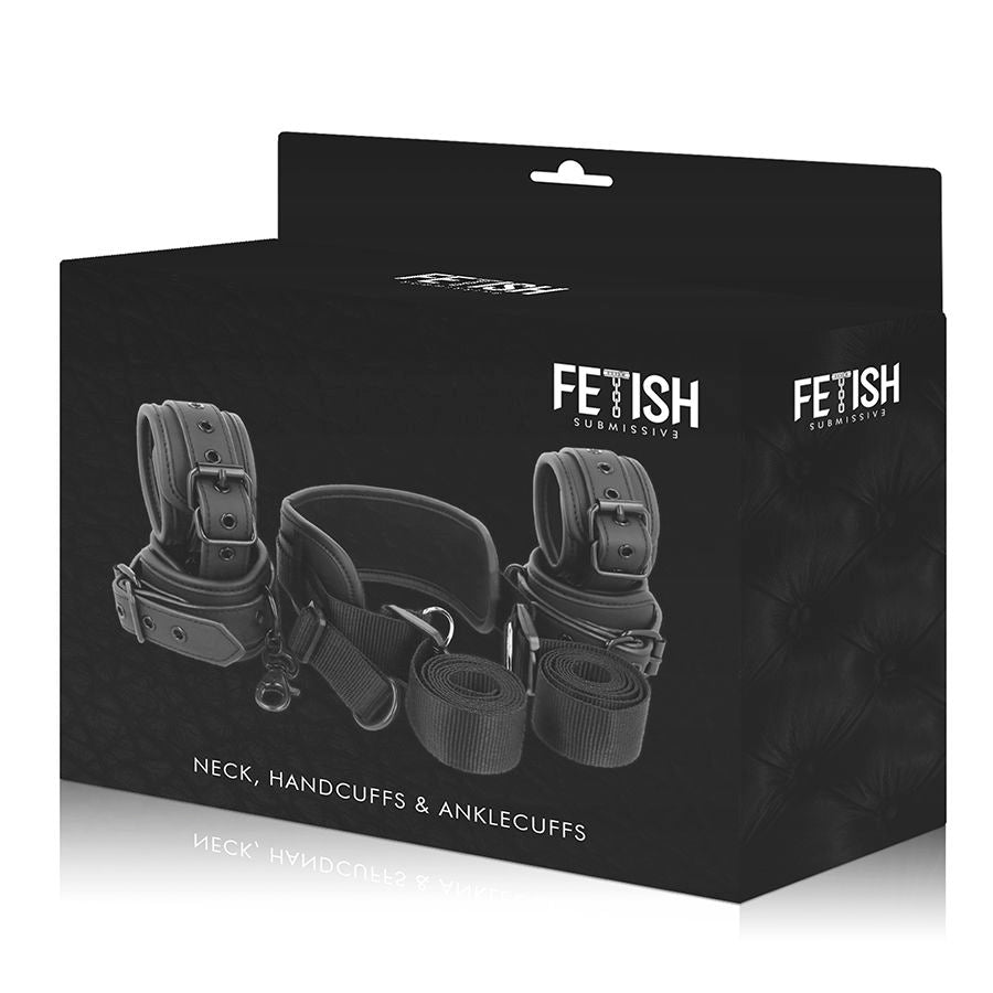 FETISH SUBMISSIVE - MEISTERPOSITION MIT 4 NOPRENE-GEFÜTTERT HANDSCHELLEN – Bondage-Fessel Bild 11
