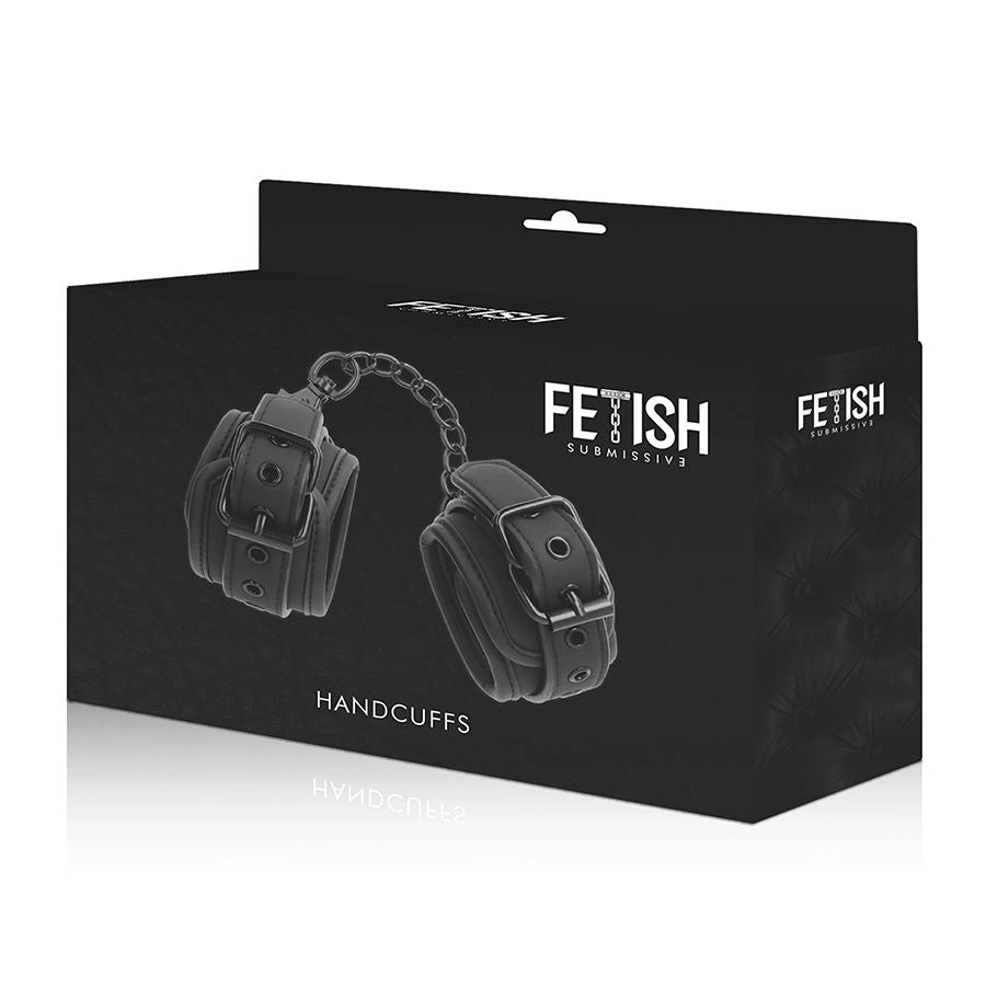 FETISH SUBMISSIVE - HANDSCHELLEN AUS VEGANEM LEDER MIT NOPRENE-FUTTER für sinnliche und diskrete Momente