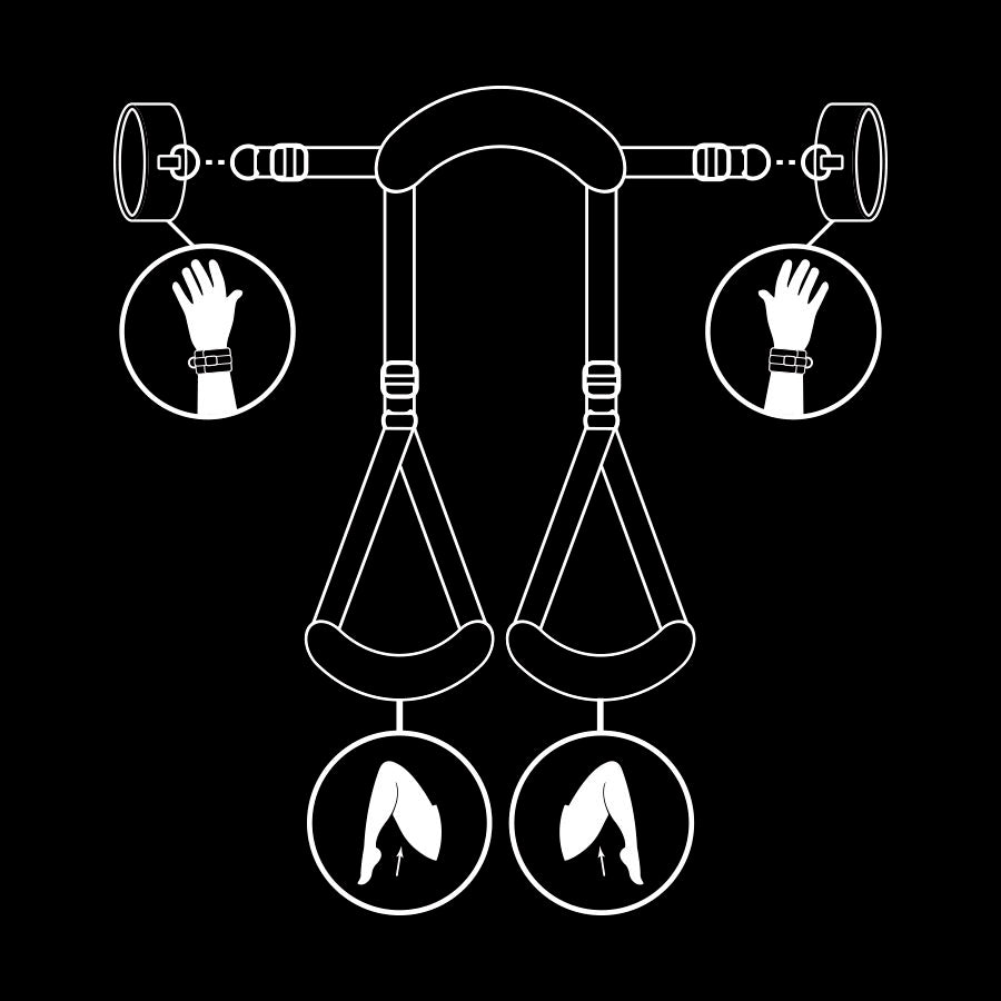 FETISH SUBMISSIVE Position-Set – Offene Beine & Handschellen aus veganem Leder mit Neopren | Secet Pulse – Set Bild 10
