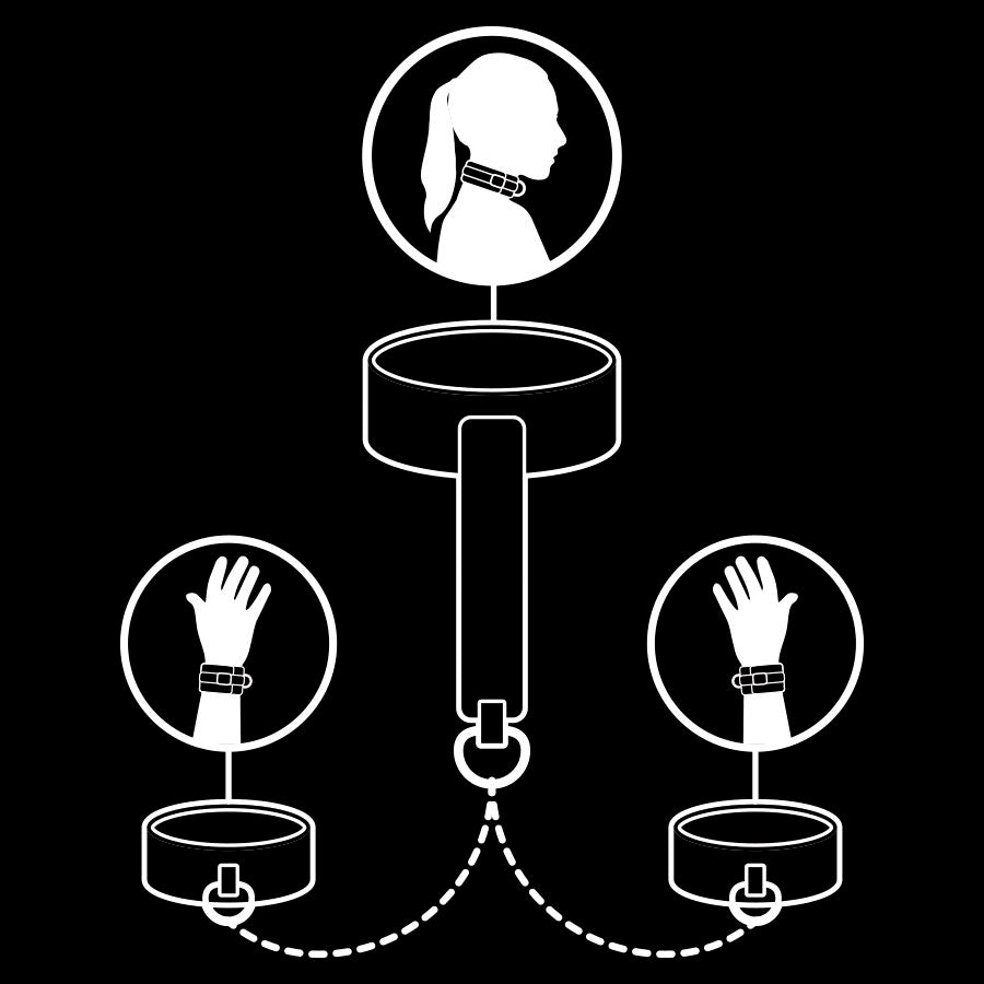 FETISH SUBMISSIVE - HALSKETTE UND HANDSCHELLEN AUS VEGANEM LEDER MIT NOPRENE-FUTTER bei Secret Pulse im Erotikshop
