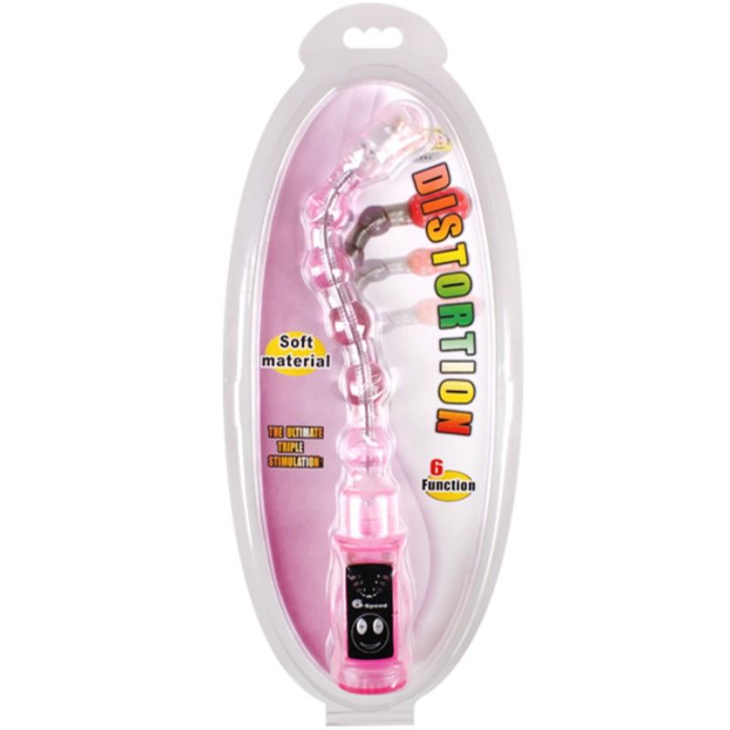 BAILE Distortion Dreifach Rosa – Biegsamer Anal- & Perlen-Stimulator mit 6 Vibrationsmodi Produktansicht und Details