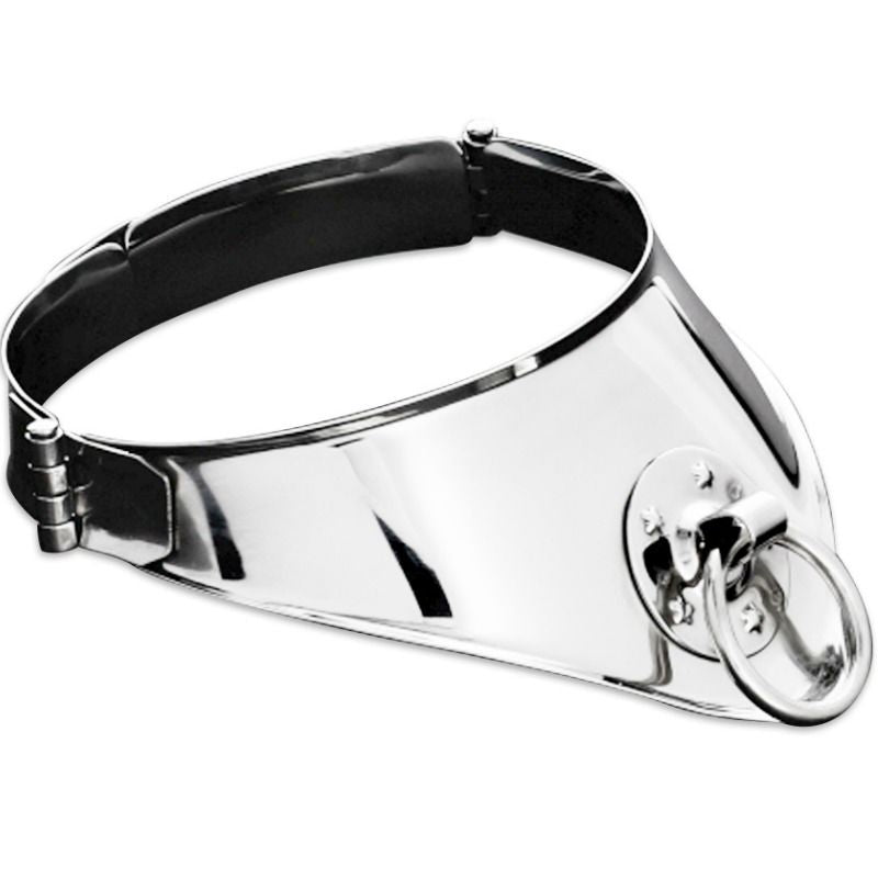 METAL HARD Festhaltungshalsband – Edelstahl, Ring & Vorhängeschloss 12,5 cm | Secret Pulse BDSM-Zubehör diskret online kaufen