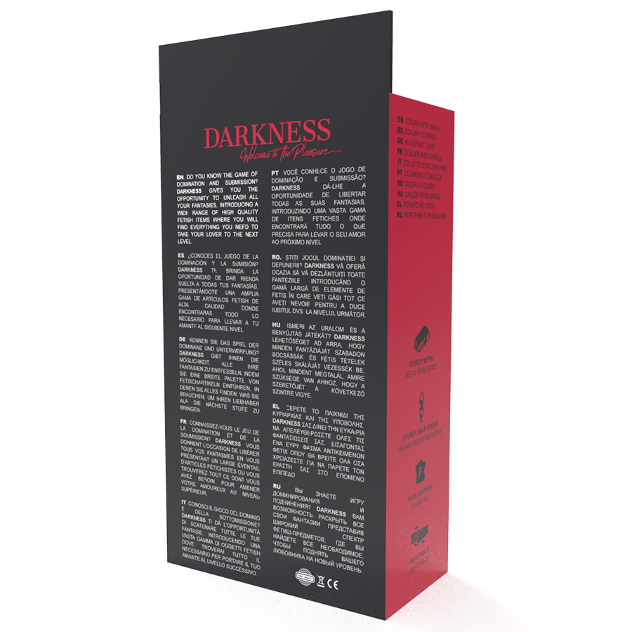DARKNESS Posture-Halskette mit Lederkette – Gepolstert, PVC & Metall, BDSM | Secret Pulse BDSM-Zubehör diskret online kaufen