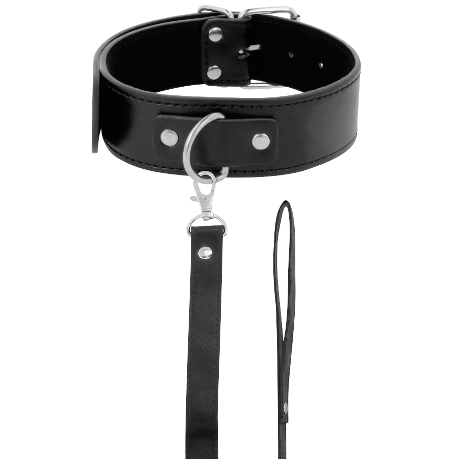 DARKNESS Posture-Halskette mit Lederkette – Gepolstert, PVC & Metall, BDSM | Secret Pulse Produktansicht und Details