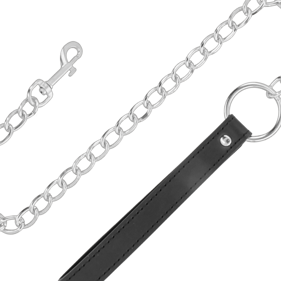 DARKNESS Bequeme Halskette mit Lederkette – Gepolstert, PVC & Metall, BDSM | Secret Pulse bei Secret Pulse im Erotikshop