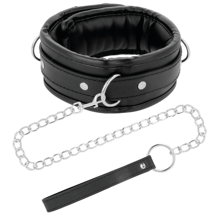 DARKNESS - WEICHE LEDER-HALSKETTE MIT KETTE – Erotik-Schmuck Bild 2