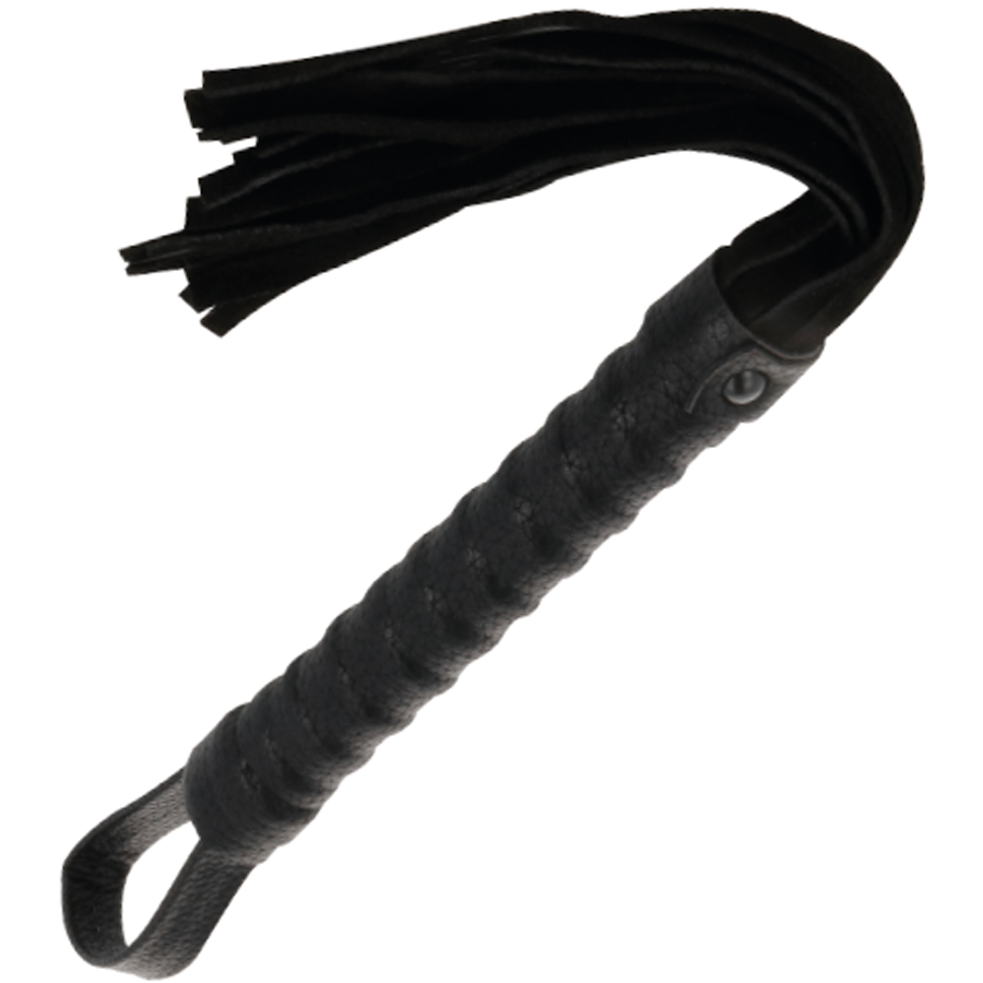 DARKNESS Schwarze Bondage-Peitsche mit Ledergriff – BDSM & Fetisch | Secret Pulse Bondage-Fessel diskret online kaufen