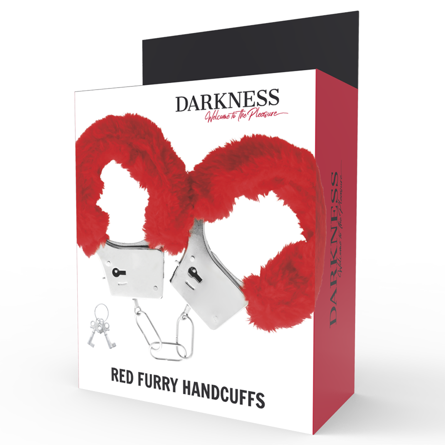 DARKNESS - HANDSCHELLEN AUS METALL MIT ROTEM GEFÜTTERT bei Secret Pulse im Erotikshop