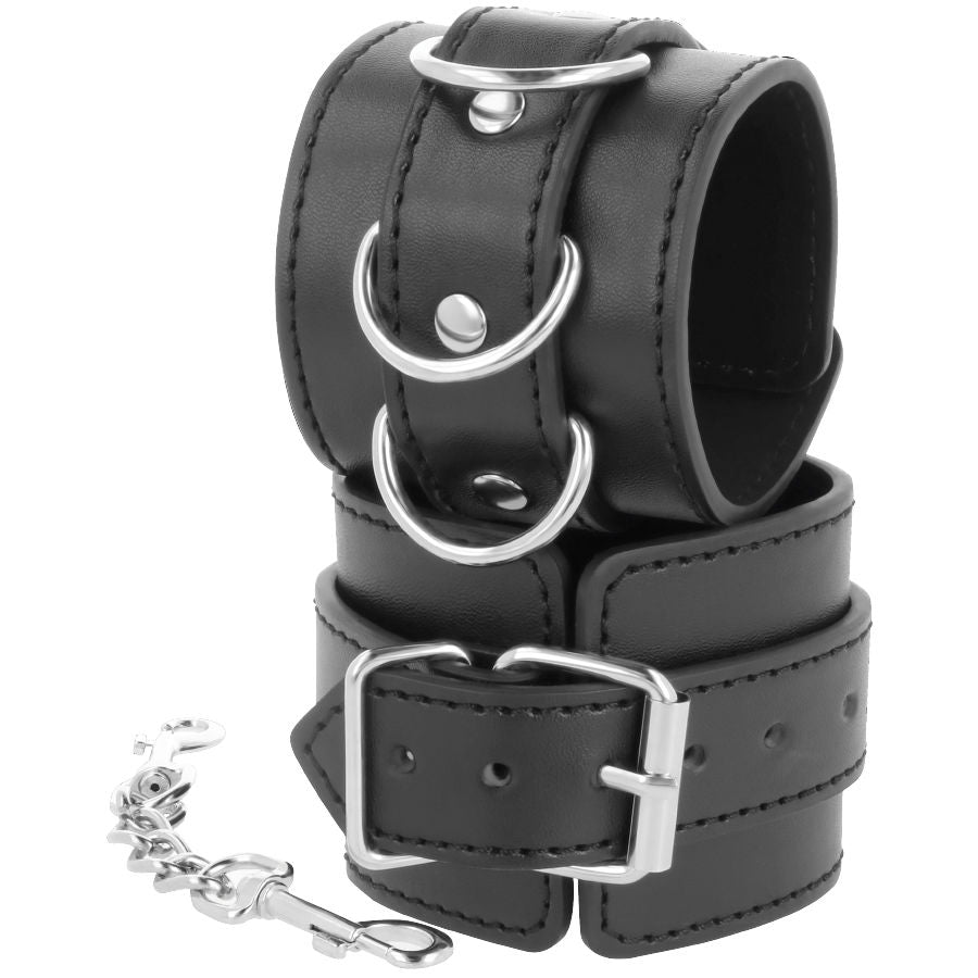 DARKNESS - SCHWARZE VERSTELLBARE LEDER-KNÖCHEL-HANDSCHELLEN bei Secret Pulse im Erotikshop