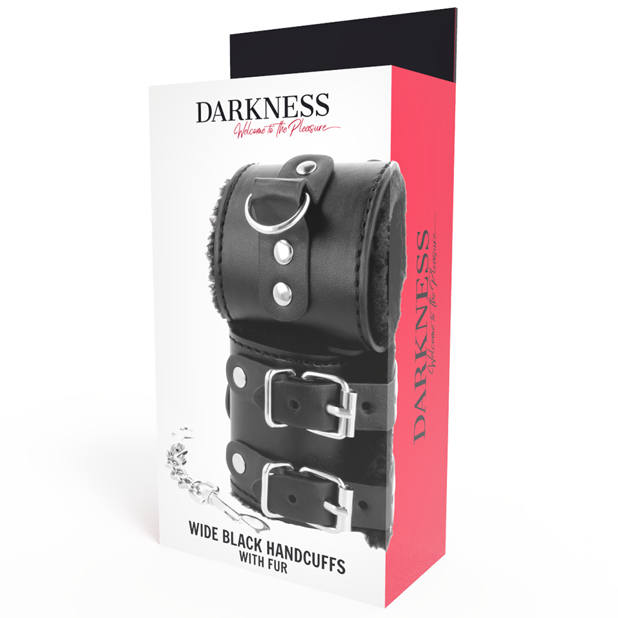 DARKNESS - SCHWARZE, VERSTELLBARE LEDERHANDSCHELLEN MIT FUTTER Bondage-Fessel diskret online kaufen