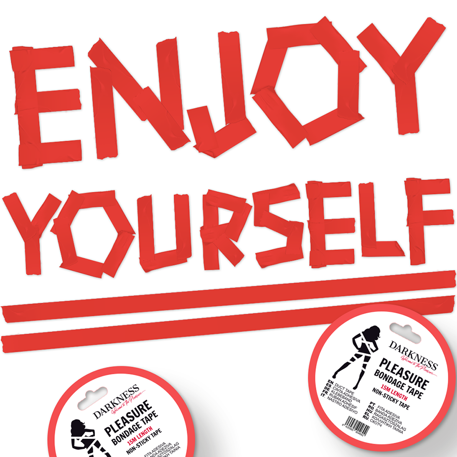 DARKNESS - NICHT KLEBENDES ROTES BONDAGEBAND 15 M Produktansicht und Details