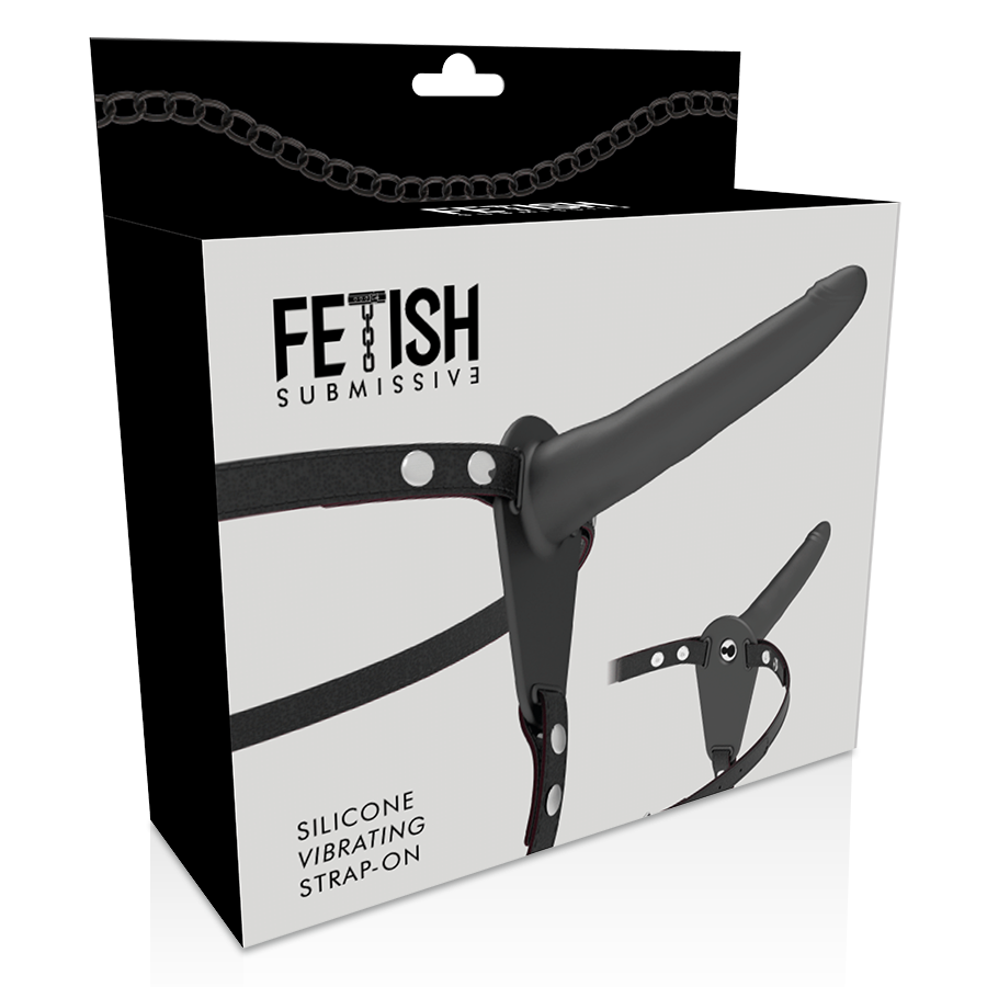 FETISH SUBMISSIVE HARNESS - SCHWARZER SILIKONVIBRATOR 15 CM hochwertiges Sextoy bei Secret Pulse