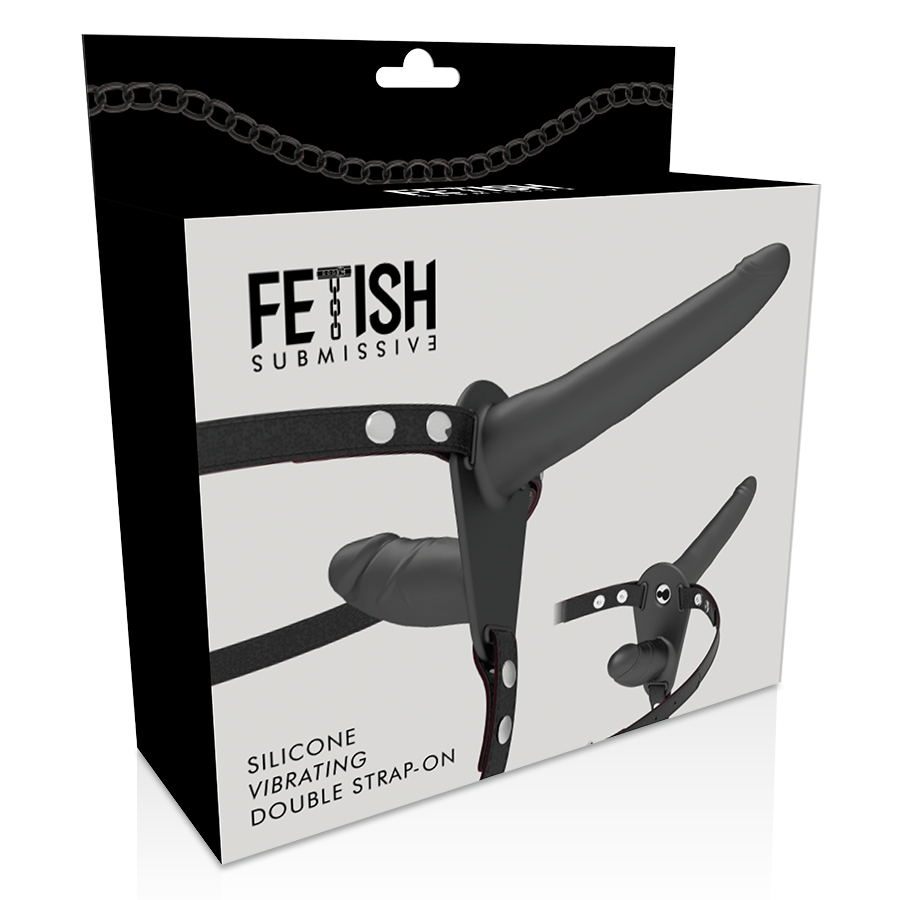 FETISH SUBMISSIVE HARNESS - DOPPELTE PENETRATION SCHWARZER VIBRATOR Vibrator diskret online kaufen