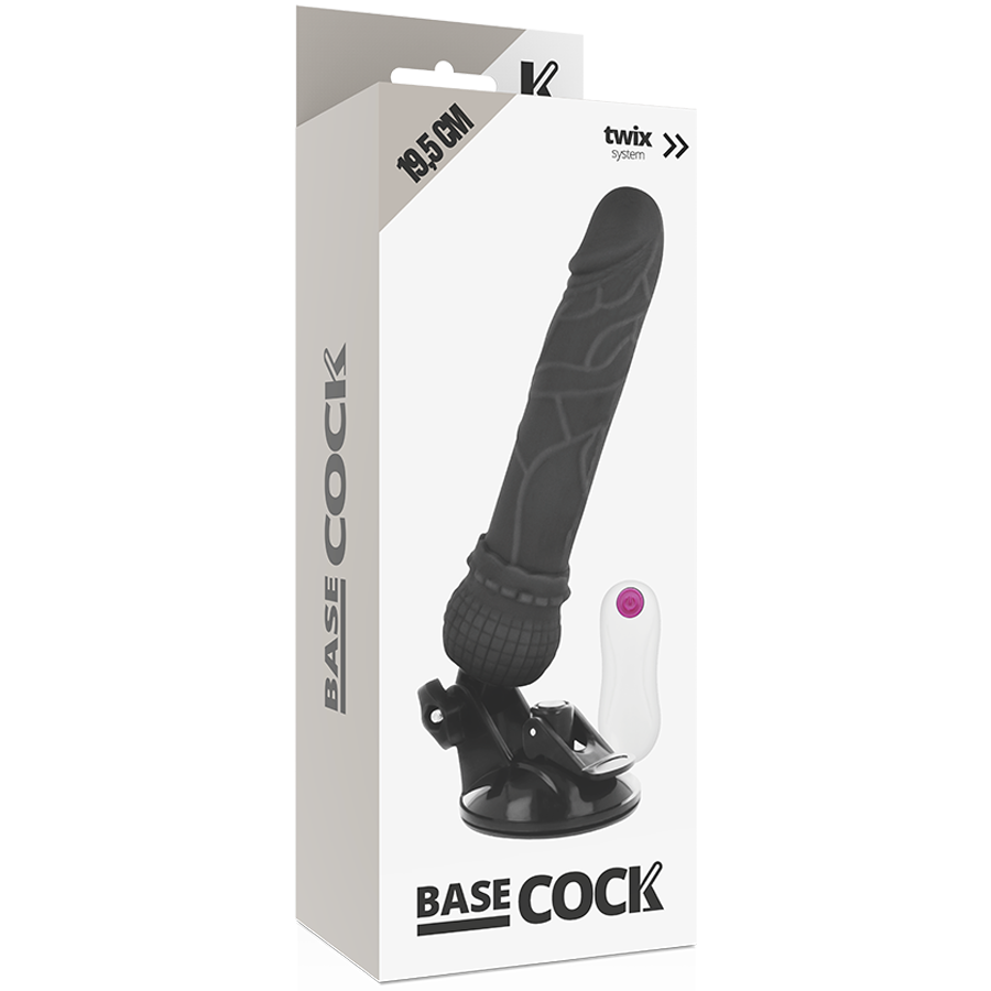 BASECOCK - REALISTISCHER VIBRATOR MIT FERNBEDIENUNG SCHWARZ 19.5 CM -O- 4 CM hochwertiges Sextoy bei Secret Pulse