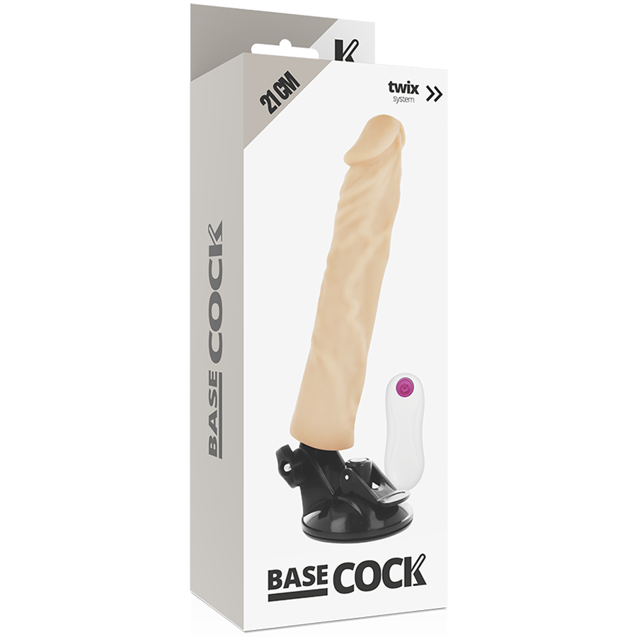 BASECOCK - REALISTISCHER VIBRATOR MIT FERNBEDIENUNG NATURWEISS 21 CM -O- 4 CM hochwertiges Sextoy bei Secret Pulse