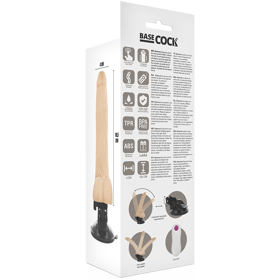 BASECOCK - ARTIKULIERBARER VIBRATOR NATÜRLICH FERNBEDIENUNG 18.5 CM -O- 4 CM Vibrator diskret online kaufen
