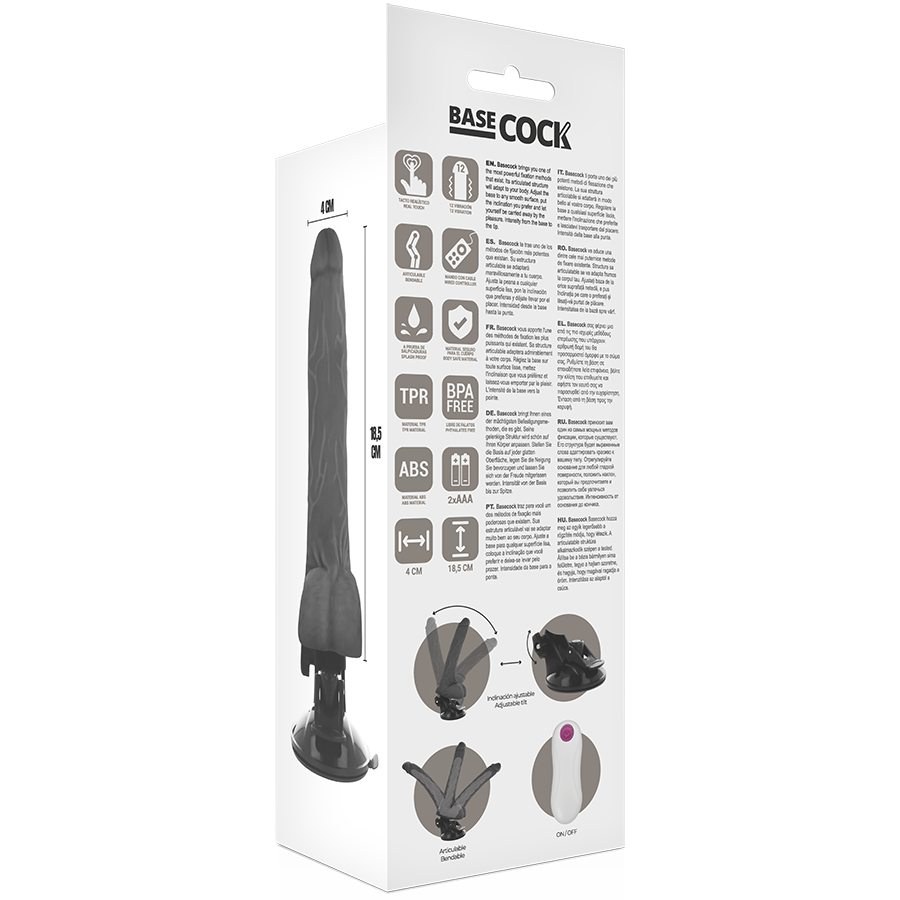 BASECOCK - ARTIKULIERBARER VIBRATOR MIT FERNBEDIENUNG SCHWARZ 18.5 CM -O- 4 CM Vibrator diskret online kaufen