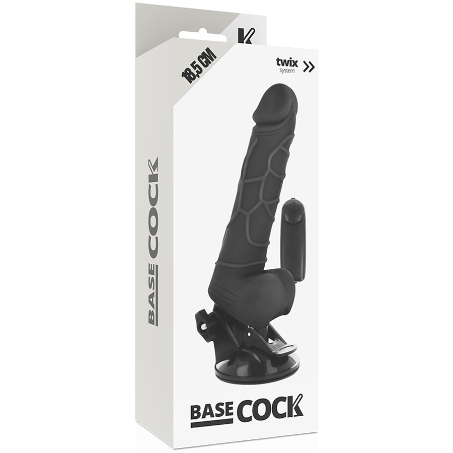BASECOCK - REALISTISCHER VIBRATOR MIT FERNBEDIENUNG SCHWARZ 18.5 CM -O- 4CM hochwertiges Sextoy bei Secret Pulse