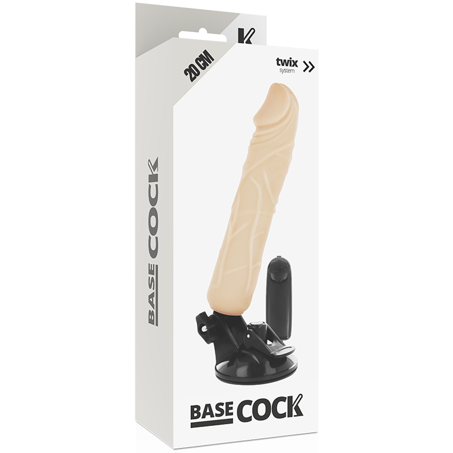BASECOCK - REALISTISCHER VIBRATOR MIT FERNBEDIENUNG NATÜRLICHER 20 CM -O- 4 CM hochwertiges Sextoy bei Secret Pulse