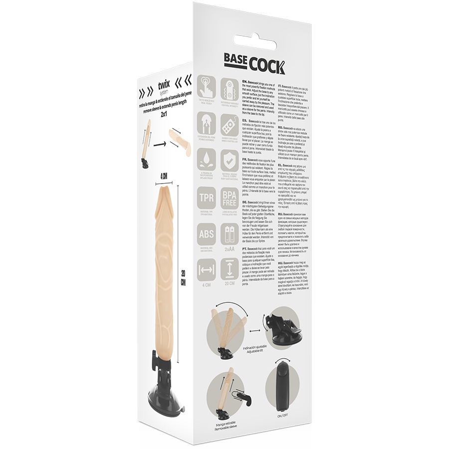 BASECOCK - REALISTISCHER VIBRATOR MIT FERNBEDIENUNG NATÜRLICHER 20 CM -O- 4 CM für sinnliche Momente allein oder zu zweit