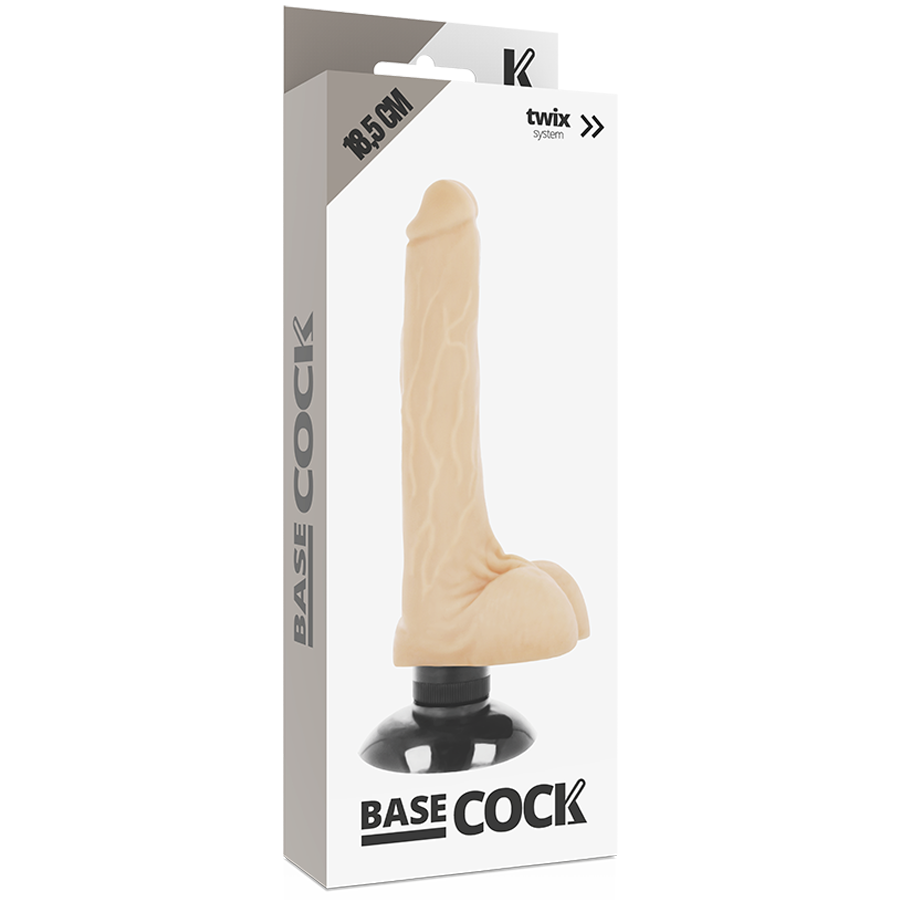 BASECOCK - REALISTISCHER VIBRATOR 2-1 NATÜRLICH 18.5 CM -O- 4 CM für sinnliche Momente allein oder zu zweit