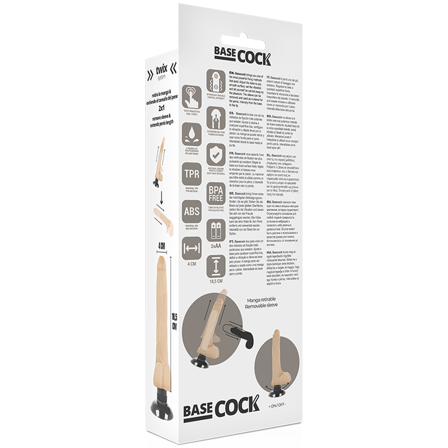 BASECOCK - REALISTISCHER VIBRATOR 2-1 NATÜRLICH 18.5 CM -O- 4 CM Vibrator diskret online kaufen