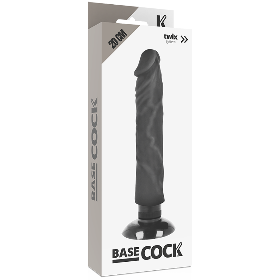 BASECOCK - REALISTISCHER VIBRATOR 2-1 SCHWARZ 20 CM -O- 4 CM für sinnliche Momente allein oder zu zweit