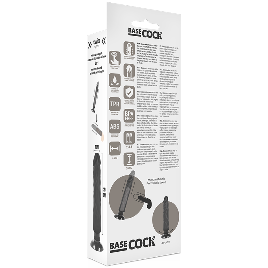 BASECOCK - REALISTISCHER VIBRATOR 2-1 SCHWARZ 20 CM -O- 4 CM Vibrator diskret online kaufen