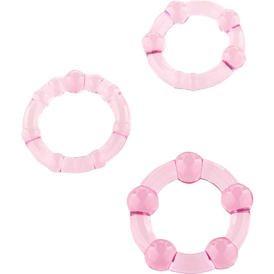 SEVEN CREATIONS - SET AUS DREI ROSA PENISRINGEN Set Produktansicht