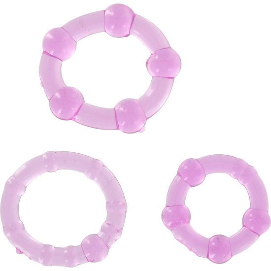 SEVEN CREATIONS - SET AUS DREI LILA PENISRINGEN Detailansicht bei Secret Pulse
