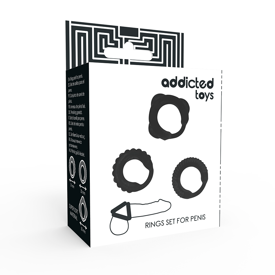 ADDICTED TOYS - C-RING-SET SCHWARZ für sinnliche Momente