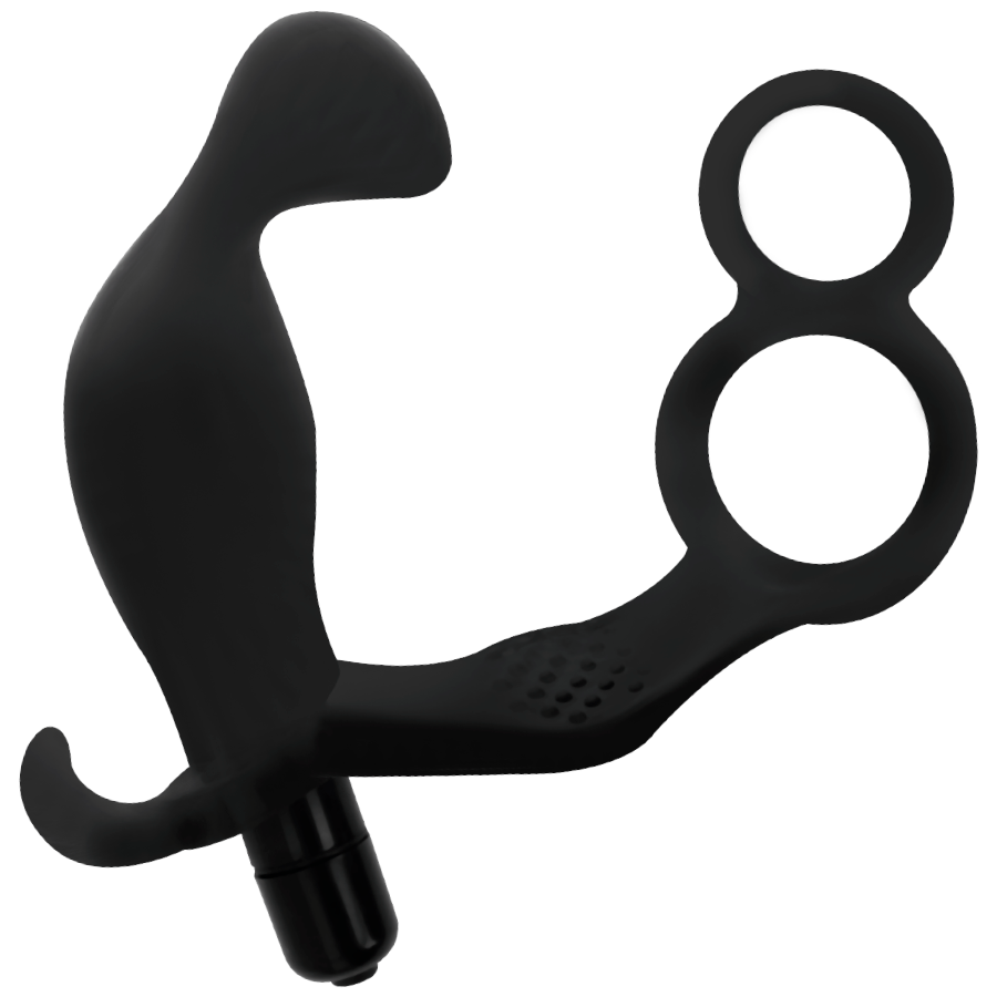 ADDICTED TOYS - ANALPLUG MIT DOPPELTEM PENISRING UND HODEN SCHWARZ bei Secret Pulse im Erotikshop
