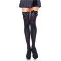 LEG AVENUE - SCHWARZE NYLON-OBERTEILHÖCHSE MIT SCHWARZER SCHLEIFE, EINE GRÖSSE – Erotik-Zubehör von LEG AVENUE