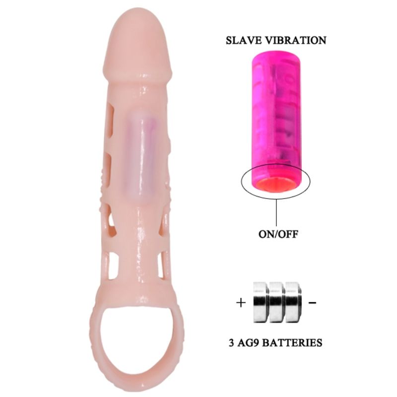 BAILE - PENIS EXTENDER COVER MIT VIBRATION UND NATÜRLICHEM GURT 13.5 CM – Penis-Extender Bild 3
