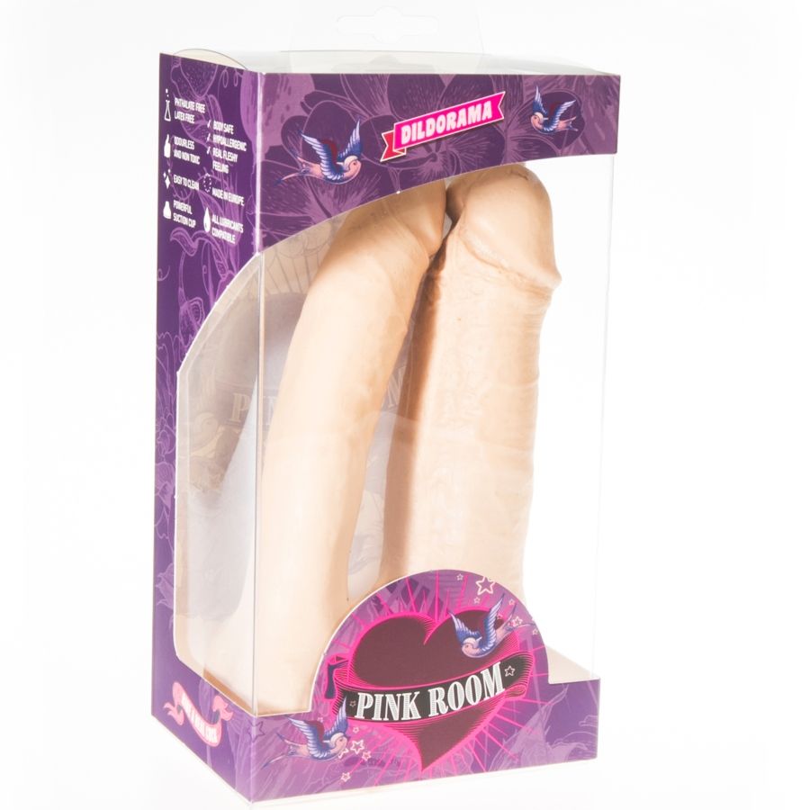 PINK ROOM - ARTHUS REALISTISCHER DOPPELDILDO FLEISCH 17CM/15,5CM Produktansicht und Details