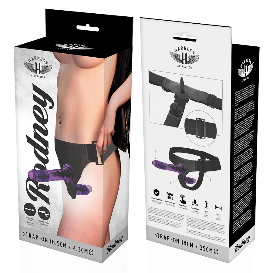 HARNESS ATTRACTION - RODNEY DOUBLE PENETRACI N VIBRATOR 18 CM -O- 3.5 CM Vibrator diskret online kaufen